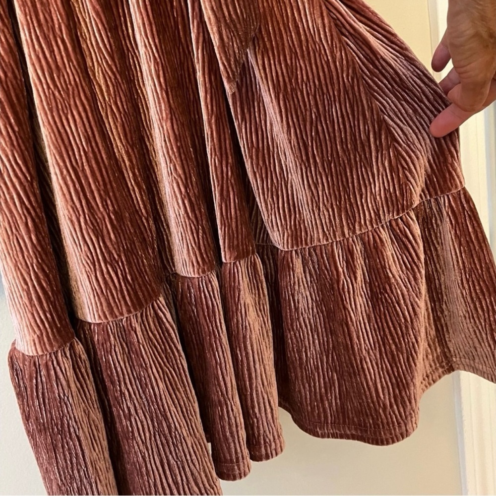Gilli Ripped Velvet Copper Shimmer Textured Dress. Large NWT - Picture 6 of 8